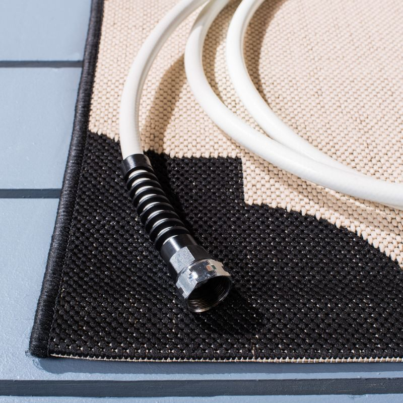 Courtyard CY6162 Power Loomed Indoor and Outdoor Area Rug - Beige/Black - 5'3"x7'7" - Safavieh