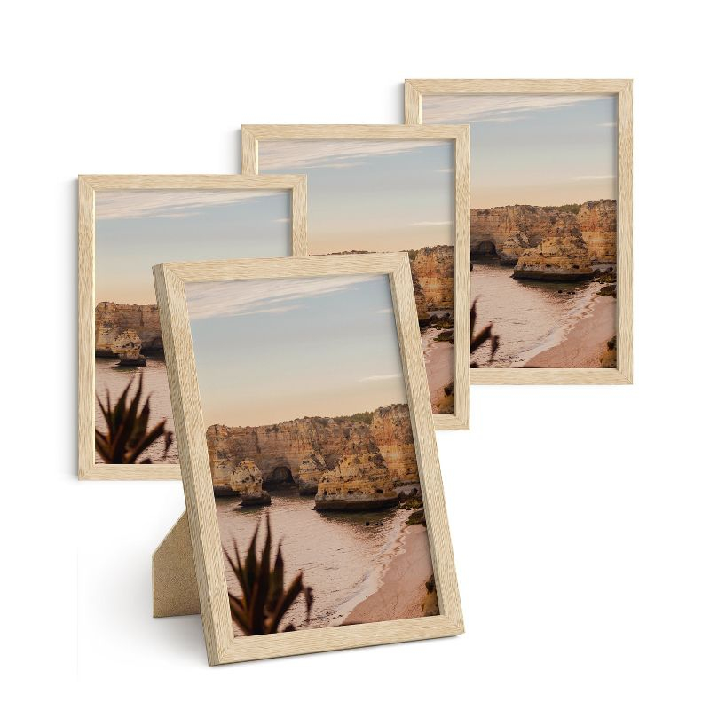 Haus and Hues Set of 4 Picture Frame with Plexiglass Cover, Natural Oak, 16x16