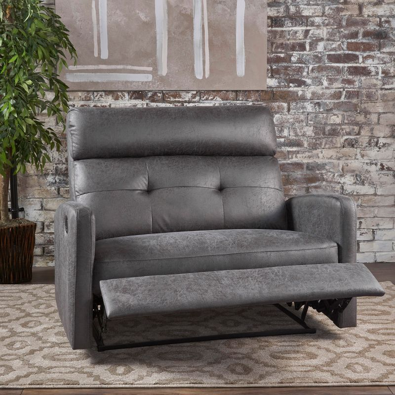 Halima 2-Seater Recliner - Slate - Christopher Knight Home: Upholstered Polyester, Hardwood Frame, 500lb Capacity