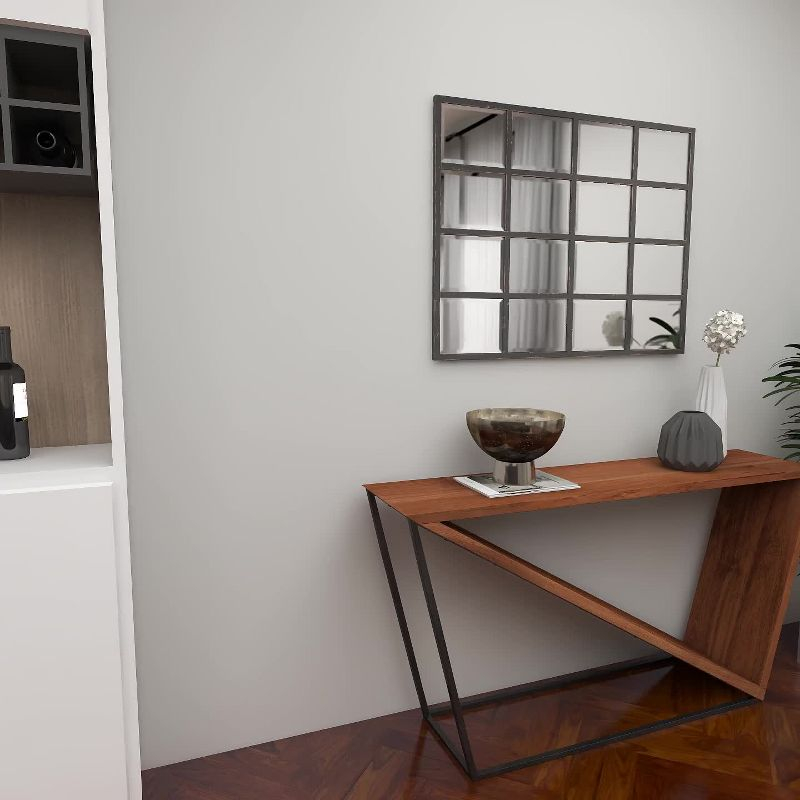 Glass Window Pane Inspired Wall Mirror Black - Olivia & May: Industrial Style, 45x35.38", Iron Frame