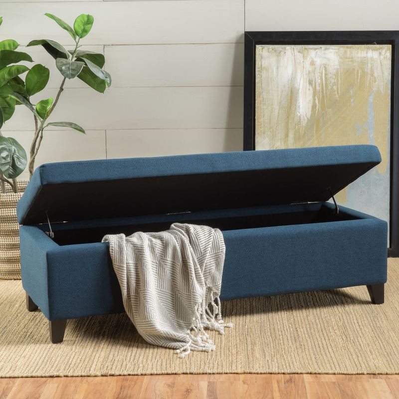 Christopher Knight Home York Storage Ottoman Navy Blue: Upholstered, Wood Frame, No Assembly Required