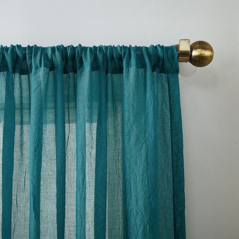 50"x95" No. 918 Sheer Avril Crushed Texture Rod Pocket Curtain Panel Marine: Sheer Curtain Panel, Polyester, 1 Piece