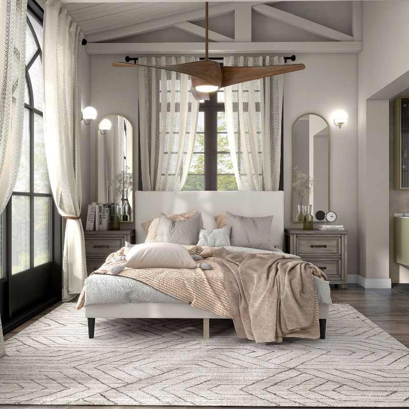 24/7 Shop At Home Queen Heartwild Modern Boucle Upholstered Pillow Headboard Platform Bed: Smooth Finish & Wood Frame