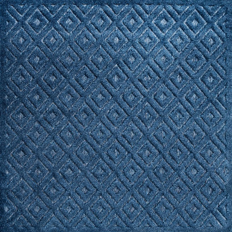 5' x 5' Portmany Neutral Diamond Trellis Indoor/Outdoor Area Rug, Navy - JONATHAN Y