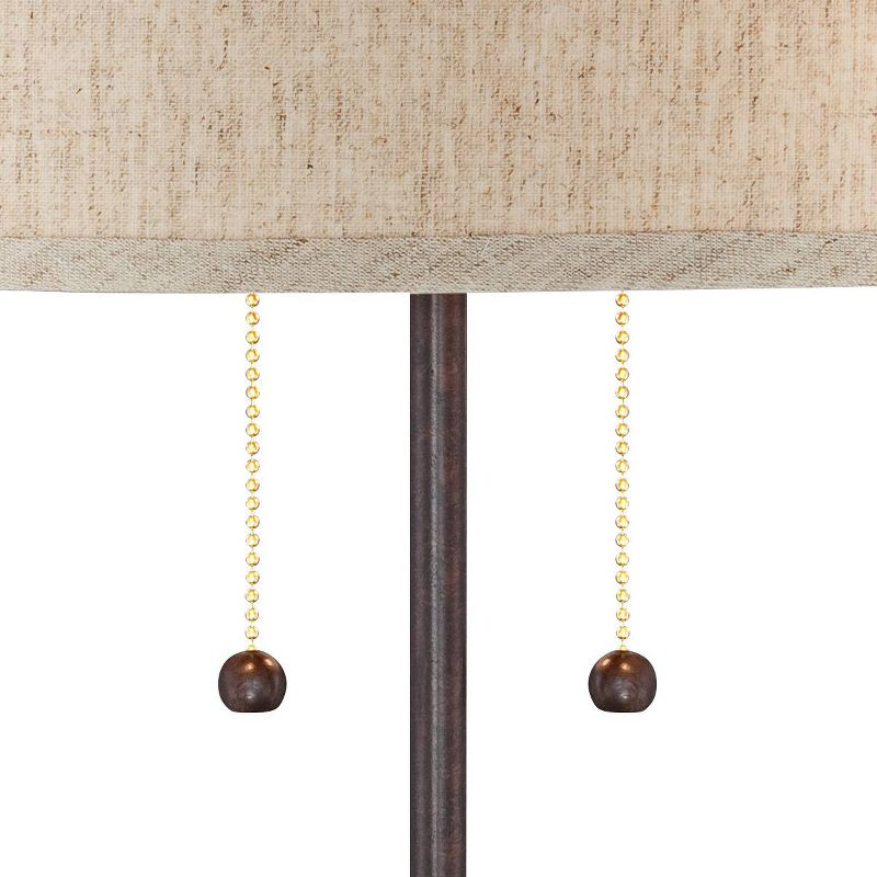 360 Lighting Modern Accent Table Lamp with USB and AC Power Outlet 23 1/2" High Bronze Fabric Drum Shade for Bedroom Living Room House Desk Bedside