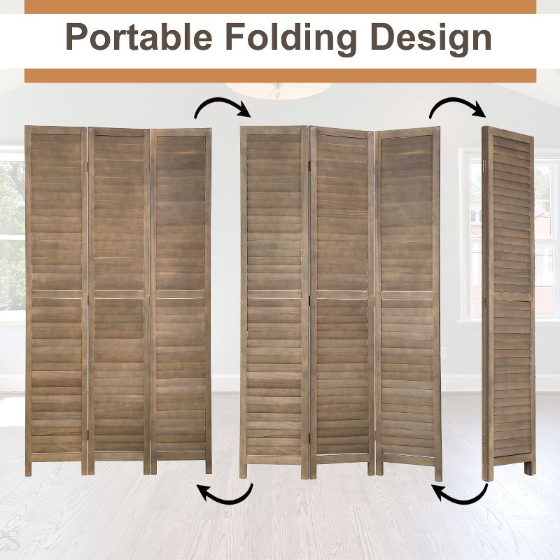 BestMassage 3 Panel Folding Wood Room Divider 5.75 Ft Tall Privacy Wall Divider, Brown