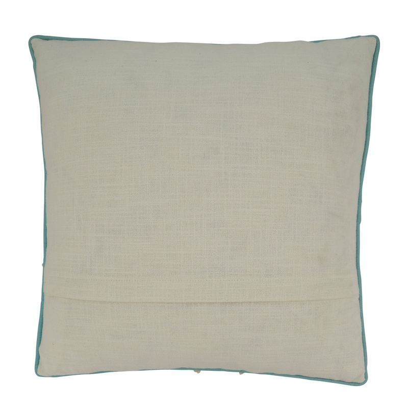 Saro Lifestyle Embroidered Fish Pillow - Poly Filled, 18" Square, Aqua