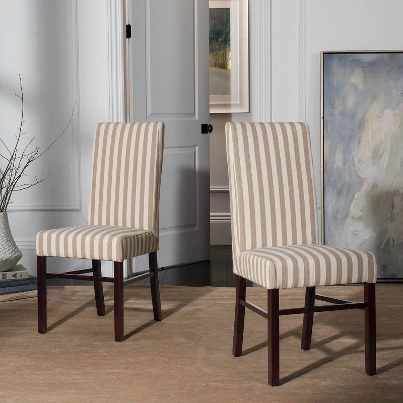 Classic 20''H Striped Side Chair (Set Of 2) - Tan/Cream - Safavieh