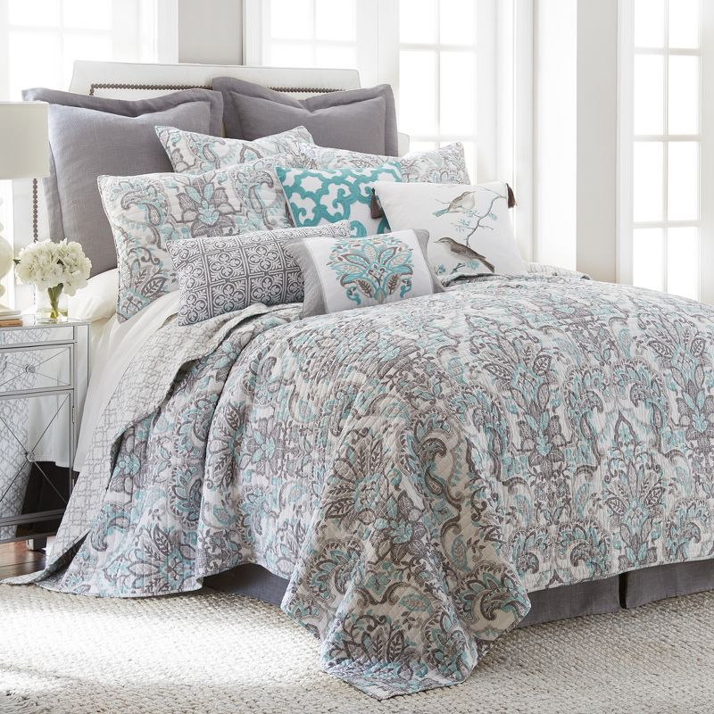 Legacy Paisley Quilt Set - Full/Queen Quilt and Two Standard Pillow Shams Grey - Levtex Home