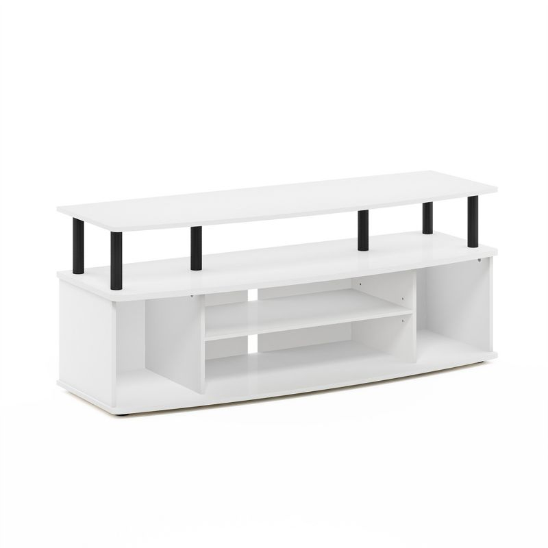 Furinno Modern TV Cabinet Large Entertainment Center Hold up to 55" TV with Open Storage Shelves White/Black
