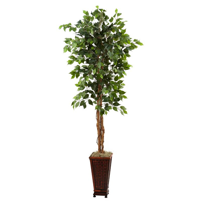 Nearly Natural 6.5-ft Ficus with Decorative Planter