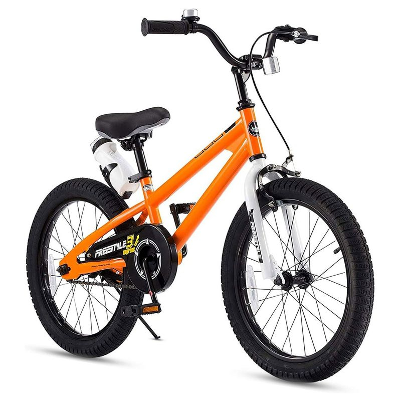 RoyalBaby Freestyle 18 Inch Kids Bike with Kickstand, Water Bottle and Holder, and Reflectors for Boys and Girls Ages 5 to 9, Orange