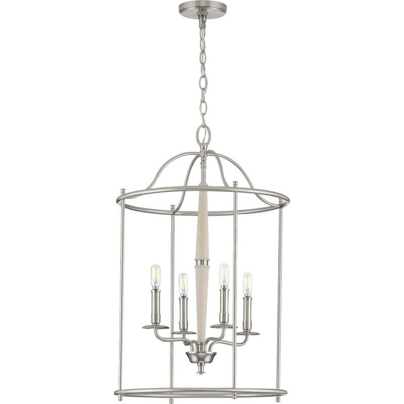 Progress Lighting Durrell 4-Light Foyer Pendant, Matte Black, Open-Cage, No Shade