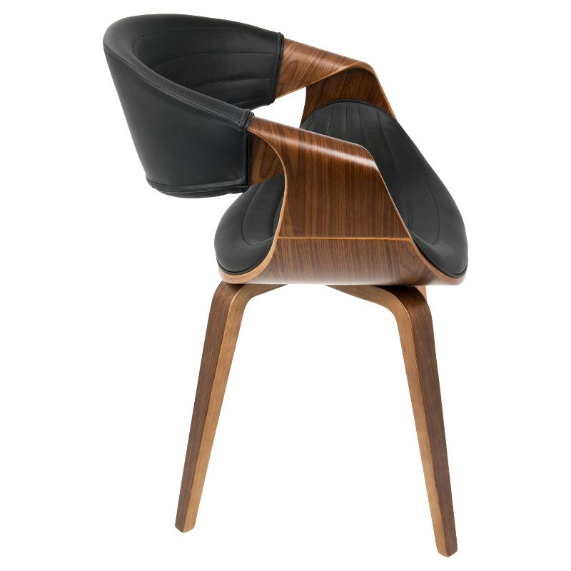 LumiSource Symphony Mid Century Modern Dining/Accent Chair Black: Upholstered, Wood Frame, Faux Leather