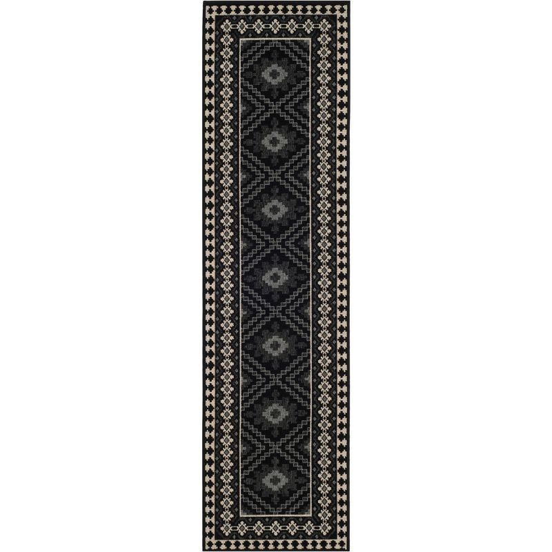 Veranda VER099 Power Loomed Indoor/Outdoor Runner Rug - Black/Creme - 2'3"x6'7" - Safavieh