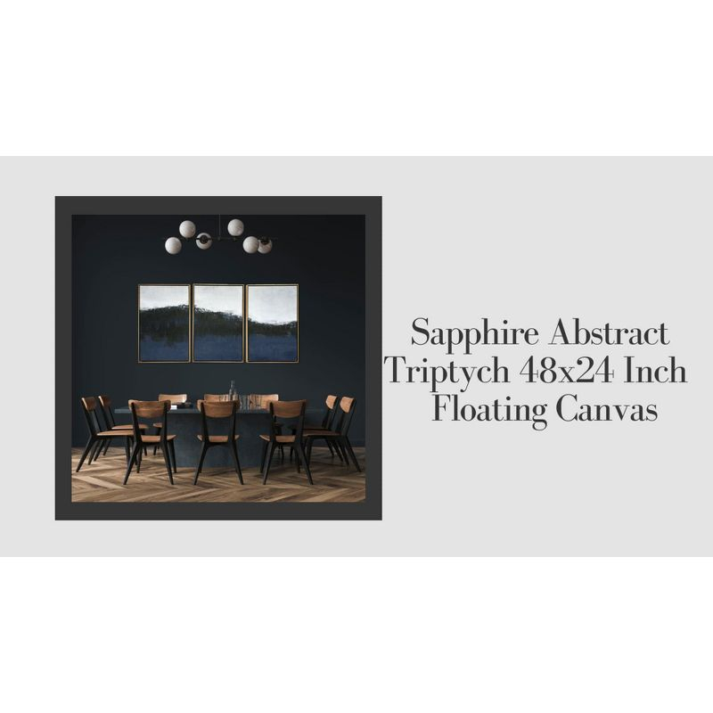 Gallery 57 24"x48" Sapphire Abstract Triptych Floating Framed Canvas Wall Art Print