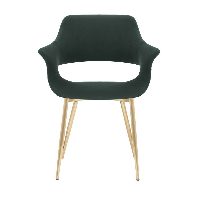 Gigi Velvet Metal Dining Room Chair Green - Armen Living: Gold Legs, Ergonomic Back, Set of 2