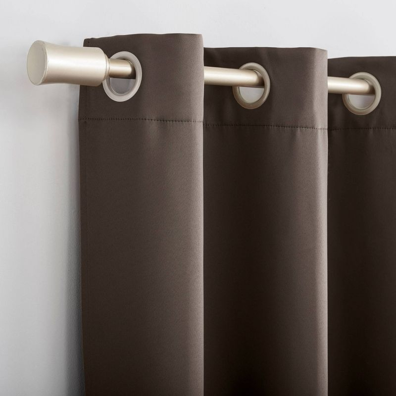 54"x108" Sun Zero Blackout Kenneth Energy Saving Grommet Curtain Panel Dark Brown: Modern Indoor Curtain Panels