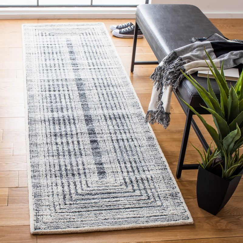 Metro MET991 Hand Tufted Indoor Runner Rug - Dark Grey/Ivory - 2'3"x8' - Safavieh