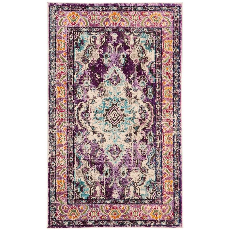 Monaco MNC243 Power Loomed Indoor Accent Rug - Violet/Light Blue - 3'x5' - Safavieh