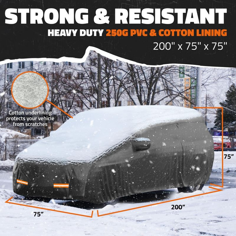 Mockins Heavy Duty Large SUV Car Cover - 200"x75"x75" - 250g PVC Cotton Lining