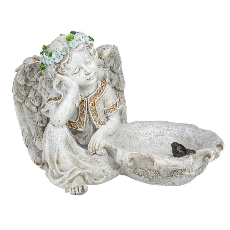 Northlight 12.25" Sitting Angel Bird Feeder Outdoor Garden Statue