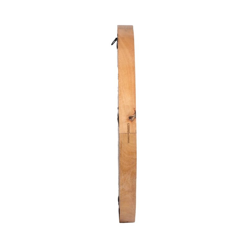 SAGEBROOK HOME 24" Round Mirror Brown: Acacia Wood Frame, Contemporary Wall Decor, UL Listed