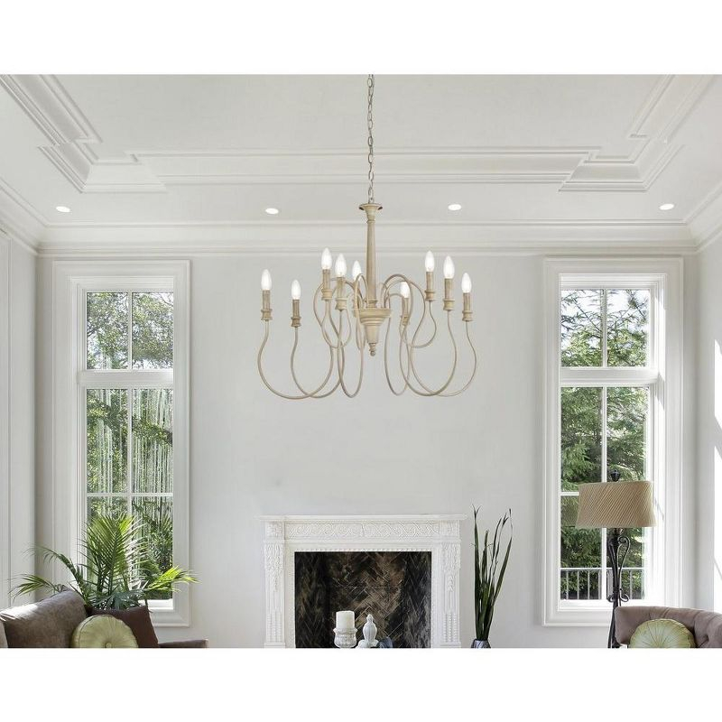 Elegant Lighting Flynx 9 lights pendant in weathered oak