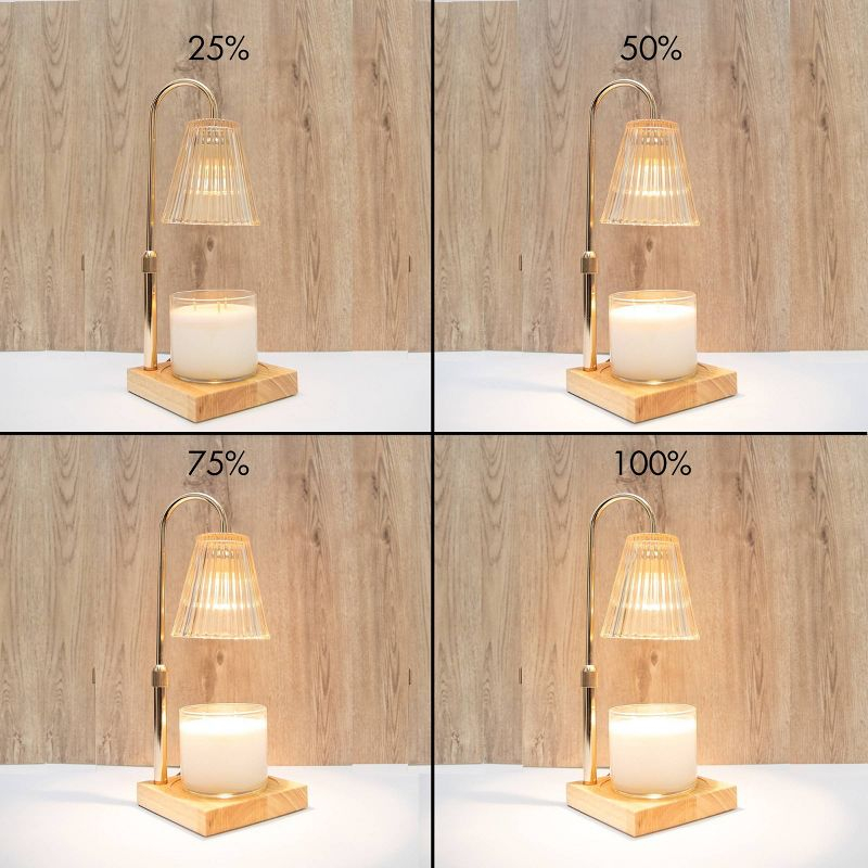 Sparoom Candle Lamp Warmer Crystal Ribbed Shade: Electric Glass Warmer, Contemporary Decor, Rose Gold