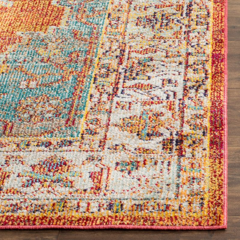 Crystal CRS500 Power Loomed Area Rug - Orange/Light Blue - 5'x8' - Safavieh.