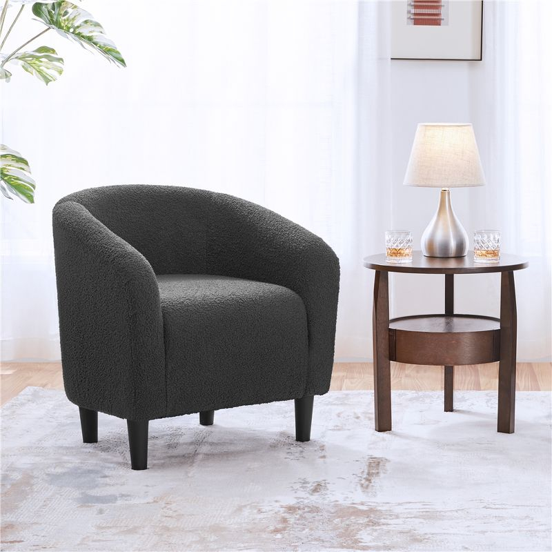 Yaheetech Upholstered Armchair Accent Barrel Chair, Dark Gray