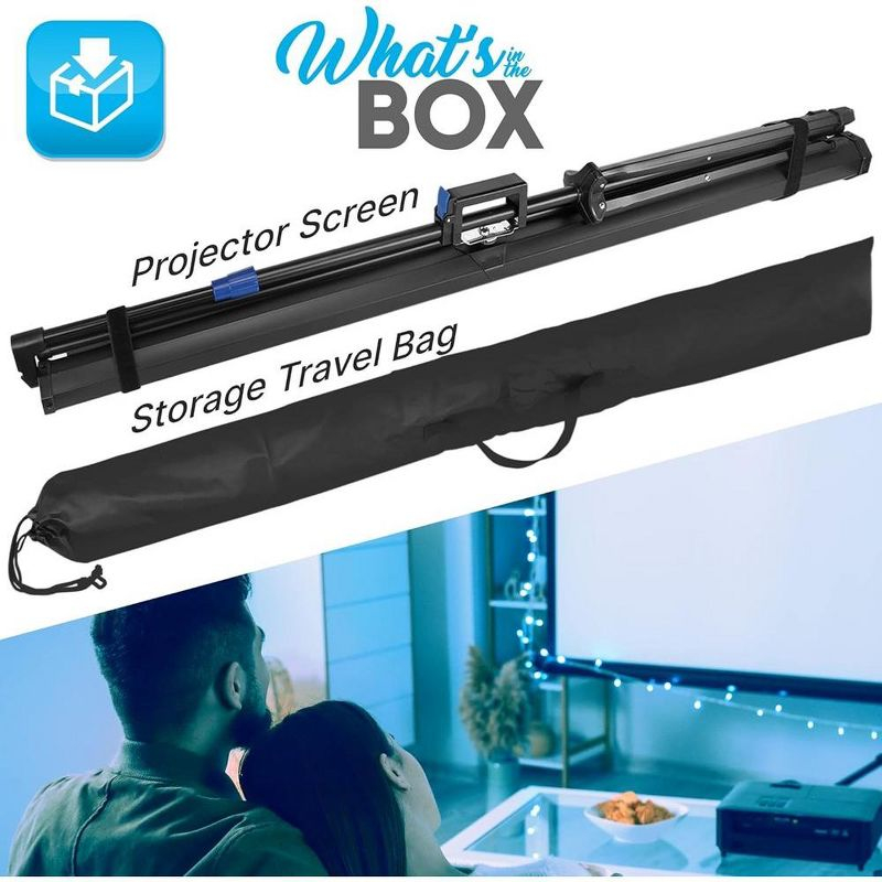 120" Portable Tripod Projector Screen for Presentations with Easy Setup, Indoor/Outdoor Use, Compatible with All Projectors