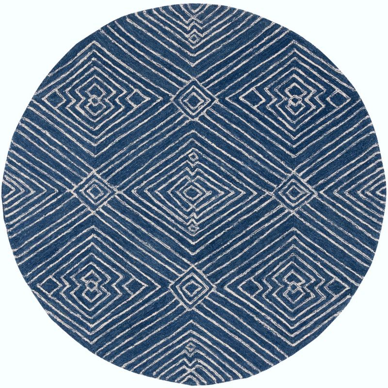 Micro-Loop MLP608 Hand Tufted Area Rug - Navy/Ivory - 5' round - Safavieh.