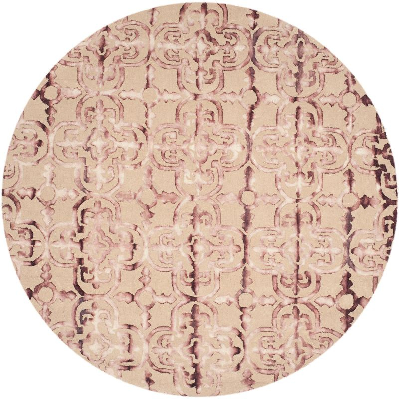 Dip Dye DDY711 Hand Tufted Indoor Area Rug - Beige/Maroon - 7' Round - Safavieh