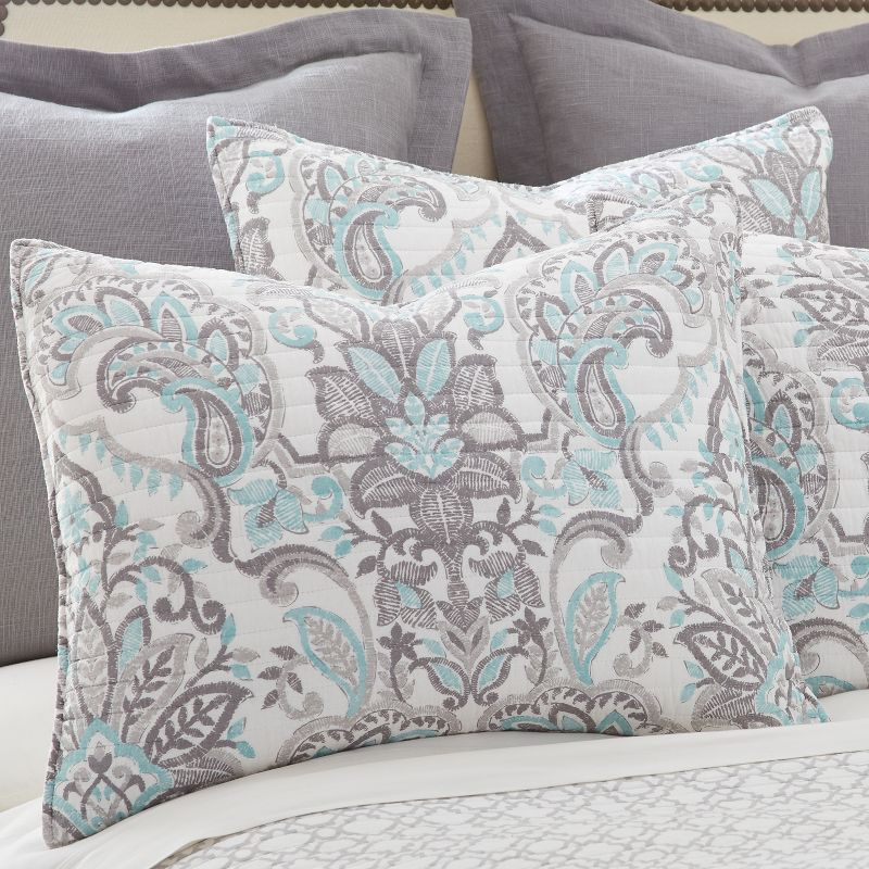 Legacy Paisley Quilt Set - Full/Queen Quilt and Two Standard Pillow Shams Grey - Levtex Home