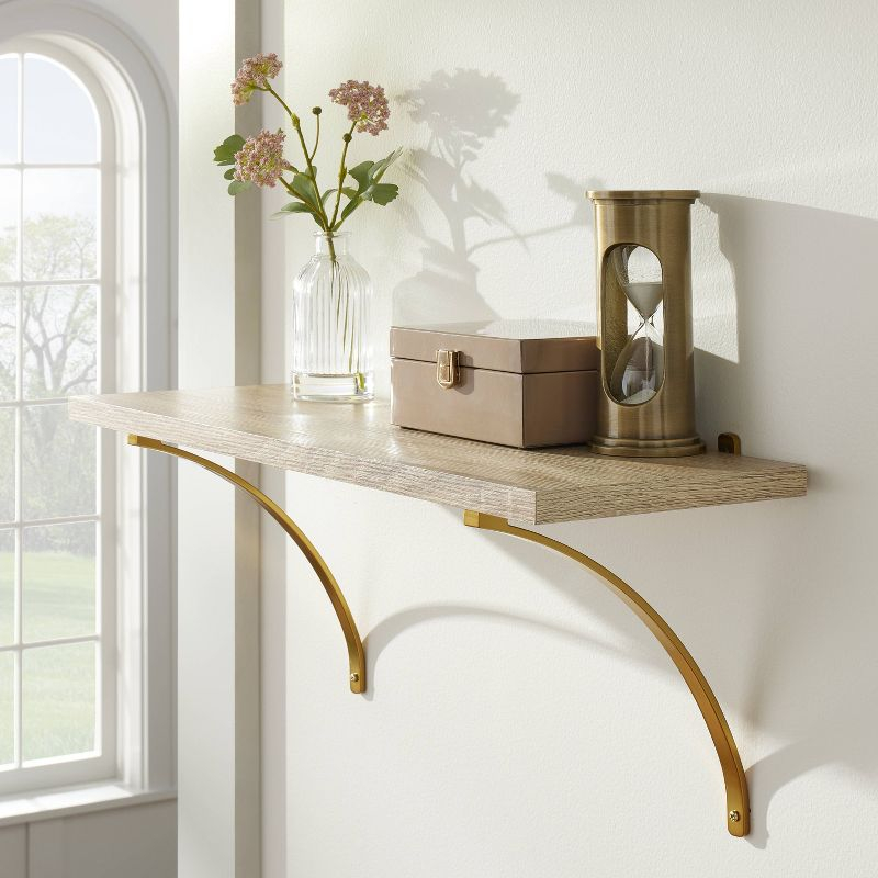 10"x8" Arched Metal Shelf Brackets Brass Plated (Set of 2) - Hearth & Hand™ with Magnolia: Zinc Alloy Support, 15lb Capacity