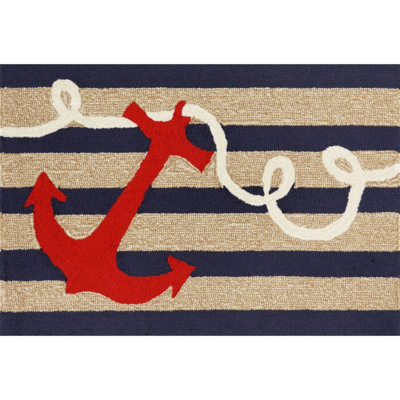 Liora Manne Frontporch Anchor Indoor/Outdoor Rug Navy 2'6" x 4'