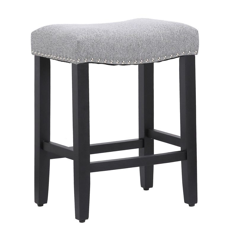 WestinTrends 24" Upholstered Saddle Seat Counter Stool, Black/Gray