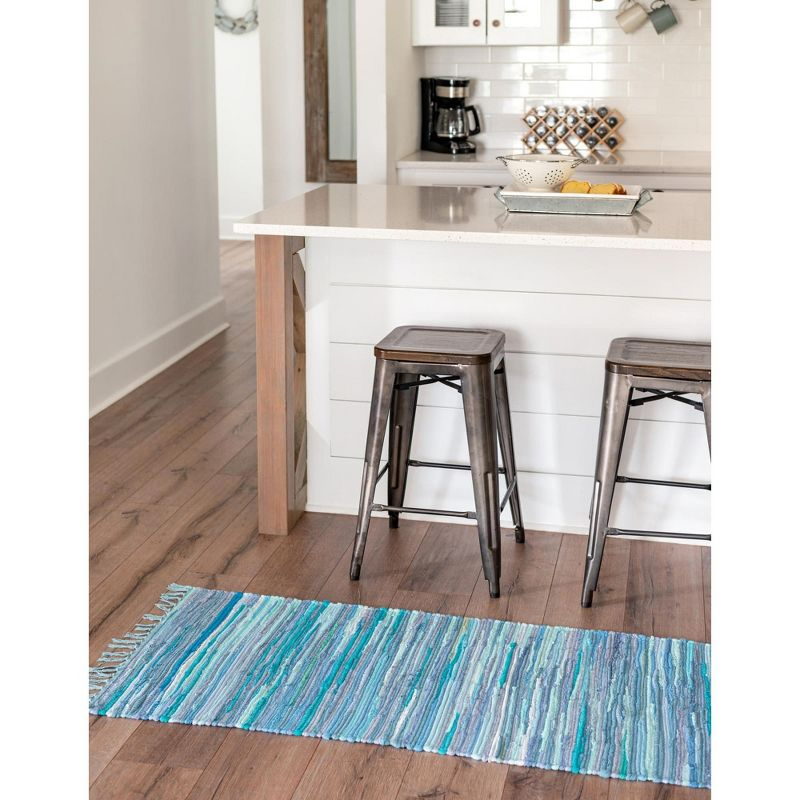 Unique Loom 2' 2 x 6' 7 Striped Chindi Cotton Runner Rug