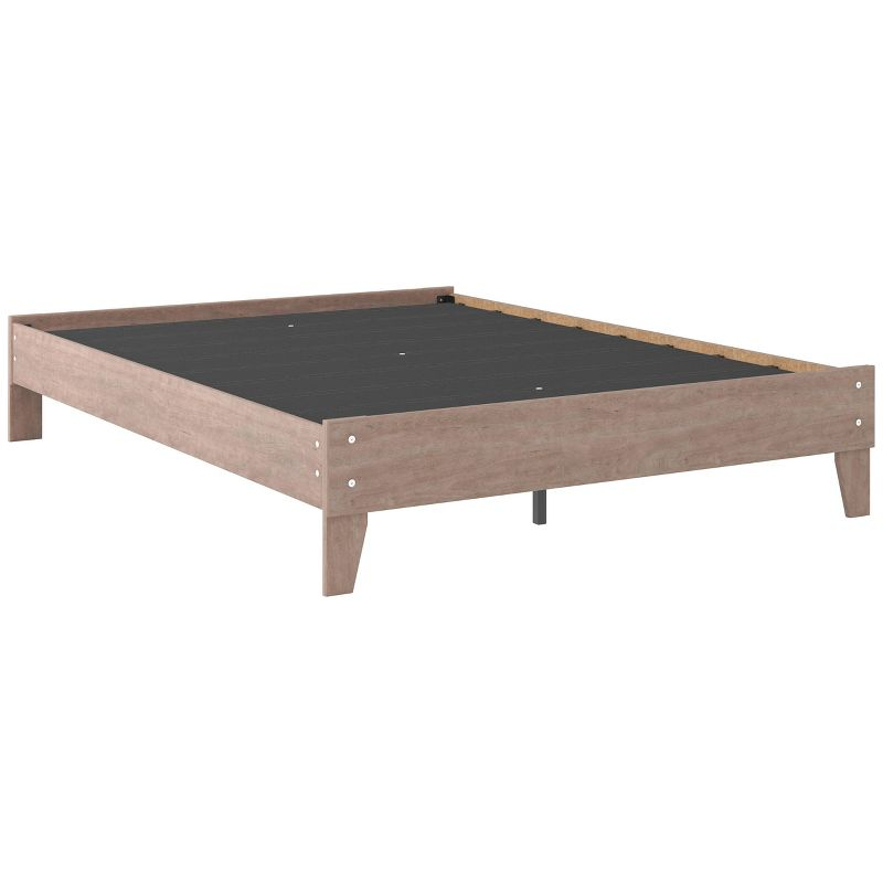 Signature Design by Ashley Queen Flannia Platform Bed Gray: Natural Finish, Wood Frame, No Box Spring Needed