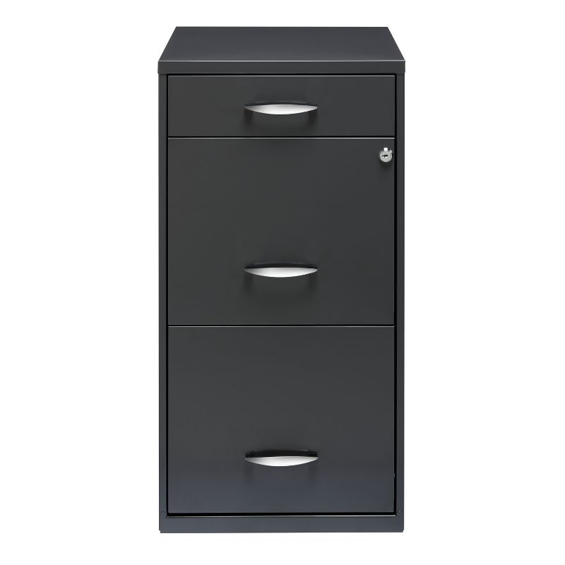 Space Solutions 18" Deep 3 Drawer Metal Organizer File Cabinet with Pencil Drawer Charcoal: Steel Vertical Storage
