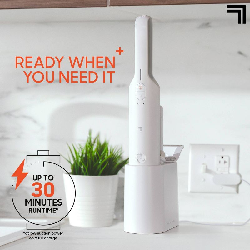 Sharper Image Handheld Vacuum with High-Speed 120W Brushless Motor, Cordless White: Portable, Bagless, HEPA Filter, Multi-Surface