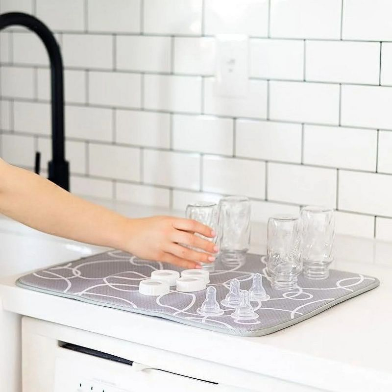 LunaLulinlk Microfiber Kitchen Counter Dish Drying Mats, Gray, Set of 2