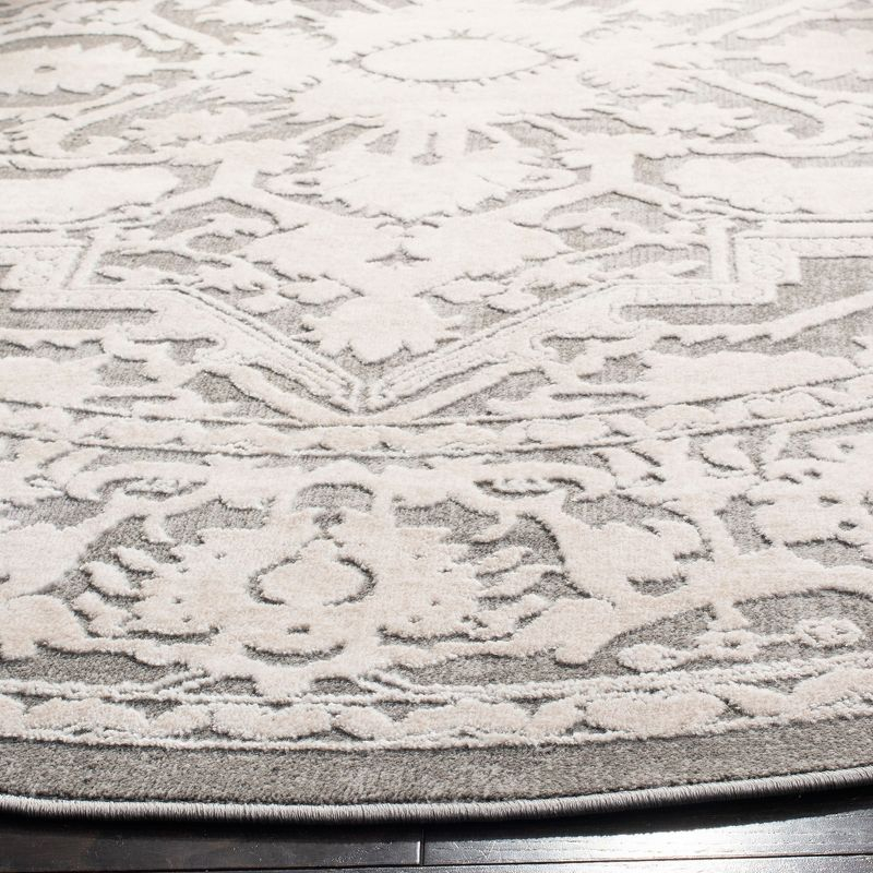 Reflection RFT665 Power Loomed Indoor Area Rug - 6'7" Round - Dark Grey/Cream - Safavieh