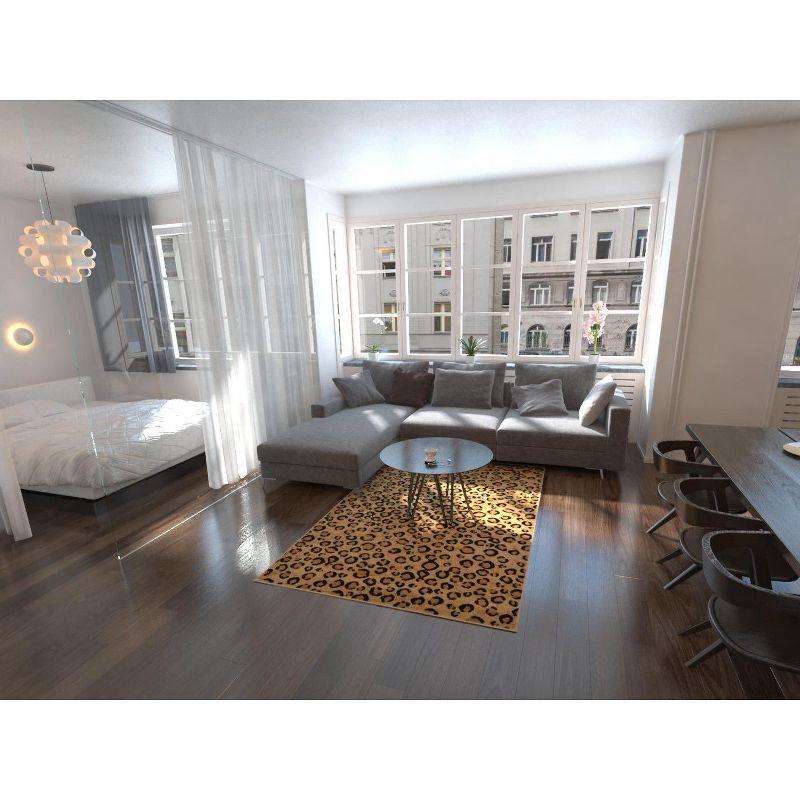 Unique Loom Wildlife Collection Area Rug - Leopard (3' 1" x 5' 3" Rectangle Light Brown/Black)