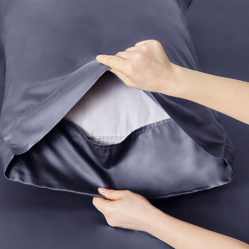 Rayon Derived from Bamboo Sheet Set 3 Pcs Solid Twin Dark Grey - Bedsure
