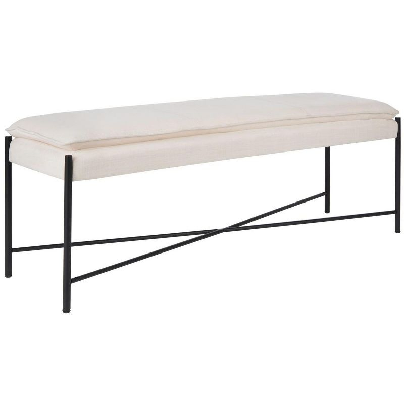 Kara Cushioned X Bench - Light Beige/Black - Safavieh