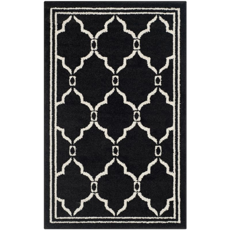 Amherst AMT414 Power Loomed Indoor Accent Rug - Anthracite/Ivory - 2'6"x4' - Safavieh
