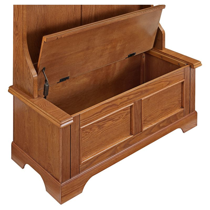 Campbell Hall Tree Oak - Crosley: Spacious Bench, 4 Double Hooks, Shoe Storage