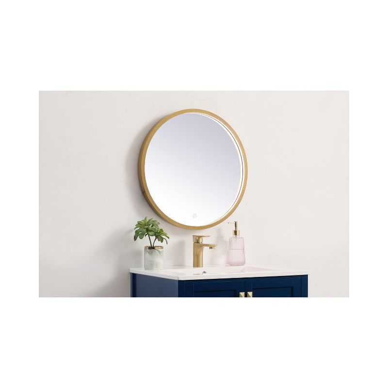 Elegant Lighting Pier 21 inch LED Mirror with Adjustable Color Temperature 3000K/4200K/6400K in Brass